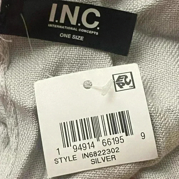 INC Silver with Rhinestone Accents 100% Rayon Scarf NWT - Picture 5 of 6